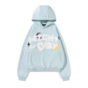 Light Blue "Night or Day" Graphic Hoodie